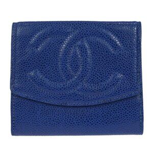 Chanel Blue Calfskin Coin Purse Wallet